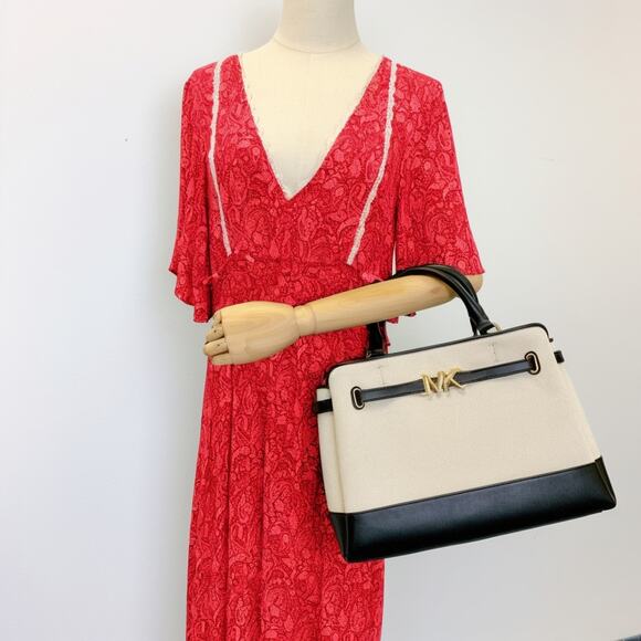 Michael Kors 35T4G6RS3C Reed Large Satchel Crossbody Purse Bag IN BLACK - Picture 2 of 7